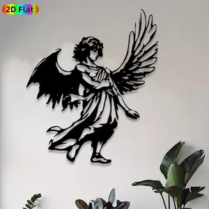 1pc Angel Metal Wall Art, Seraphic Angel Statue Mural, Ideal Gift for Christmas, New Year, Angelic Decor Enthusiasts, Rust-Resistant Metal Wall Decor Wall Sculptures,Perfect for Living Room Wall & Garden Fence, Divine Home Accent for Mythology Lovers