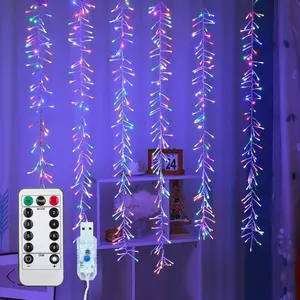 Firecracker String Lights 200LED Starry Lights 8 Modes USB with Remote Waterproof Indoor Outdoor Decorative Fairy Lights for Camping Bedroom Wedding Party Family Garden (Multicolor)