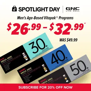GNC Age-Based Vitapaks Program for Men - 30+/40+/50+ Daily Packs for Overall Wellness with Multivitamin, Stress Support, Beautiful Skin, Bone Health & Omega-3s, Fitness