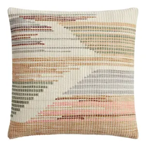 Ivory Multicolor Woven Throw Pillow, Boho Throw Pillows for Couch & Bed, Indoor Outdoor Decorative Cushion, Square Home Deco Cushion for Sofa Living Room