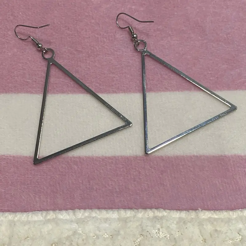 Good Vibes Only Sterling Silver triangle earrings with French Hooks