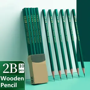 10/20pcs 2b Hexagonal Wooden Pencils, Recycled Graphite Lead, Ergonomic Grip, Ideal for Writing, Drawing, Sketching, School & Office Supplies