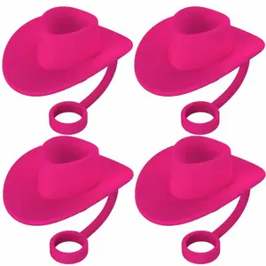 STANLEY 4Pcs Cowgirl Hat Straw Covers for 6-10Mm Straws, Silicone Reusable Straw Tip Cap Stoppers for Tumbler 40Oz 30Oz
