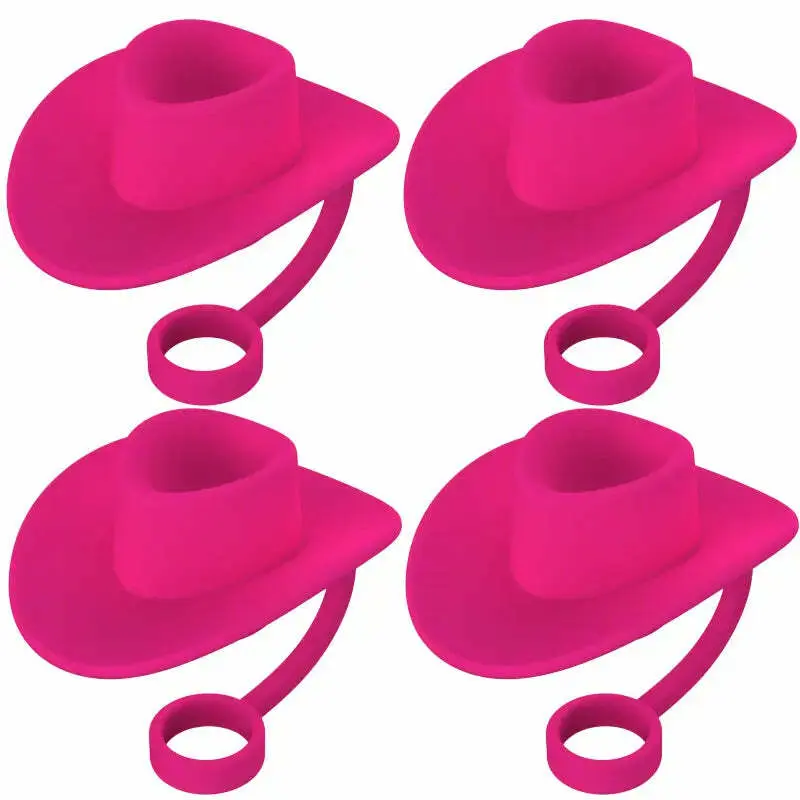 STANLEY 4Pcs Cowgirl Hat Straw Covers for 6-10Mm Straws, Silicone Reusable Straw Tip Cap Stoppers for Tumbler 40Oz 30Oz