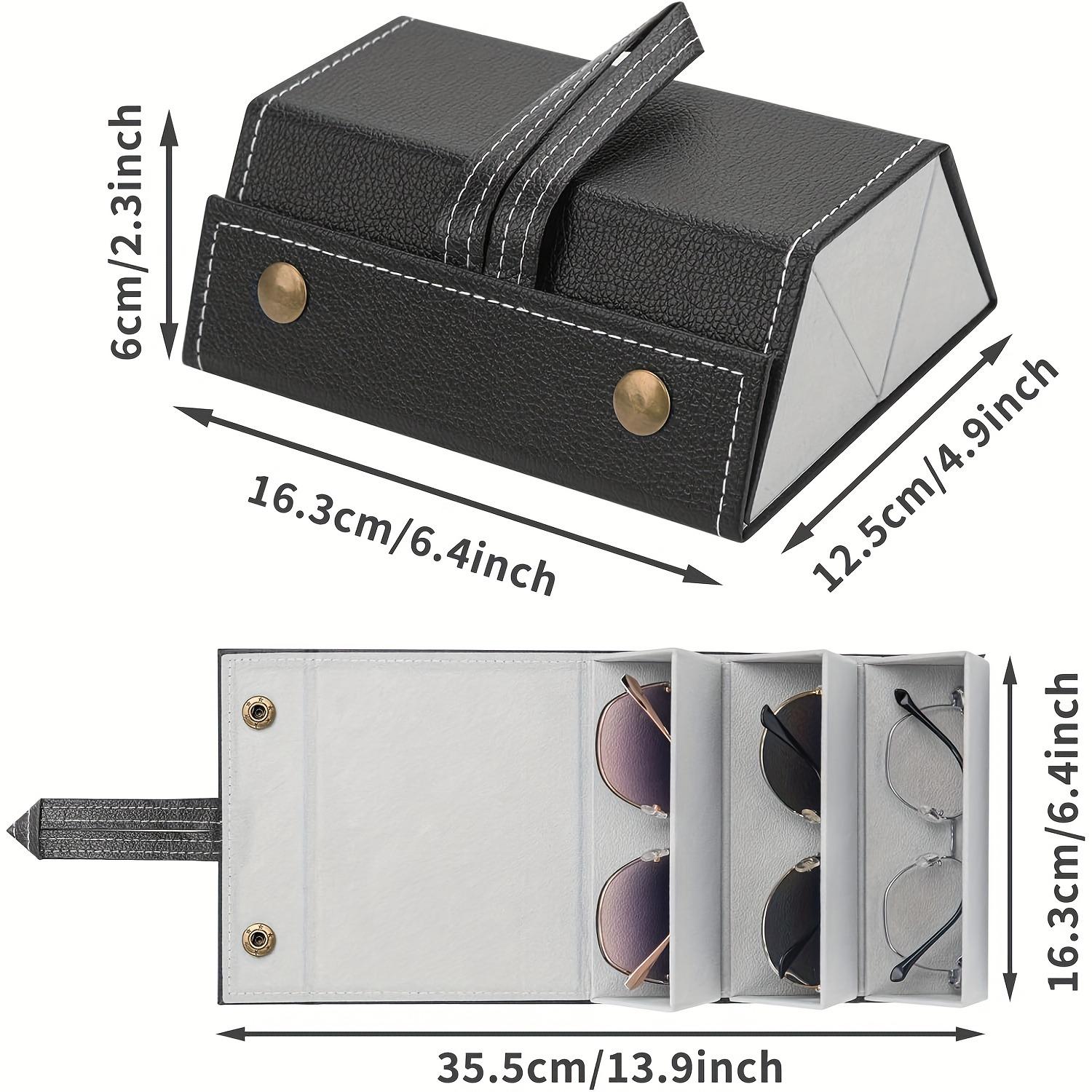 3 Slot Glasses Case Holds 3 Eyeglasses Large Frame Sunglasses Round Frame Prescription Glasses Organizer Set Includes 3 Pairs of Glasses