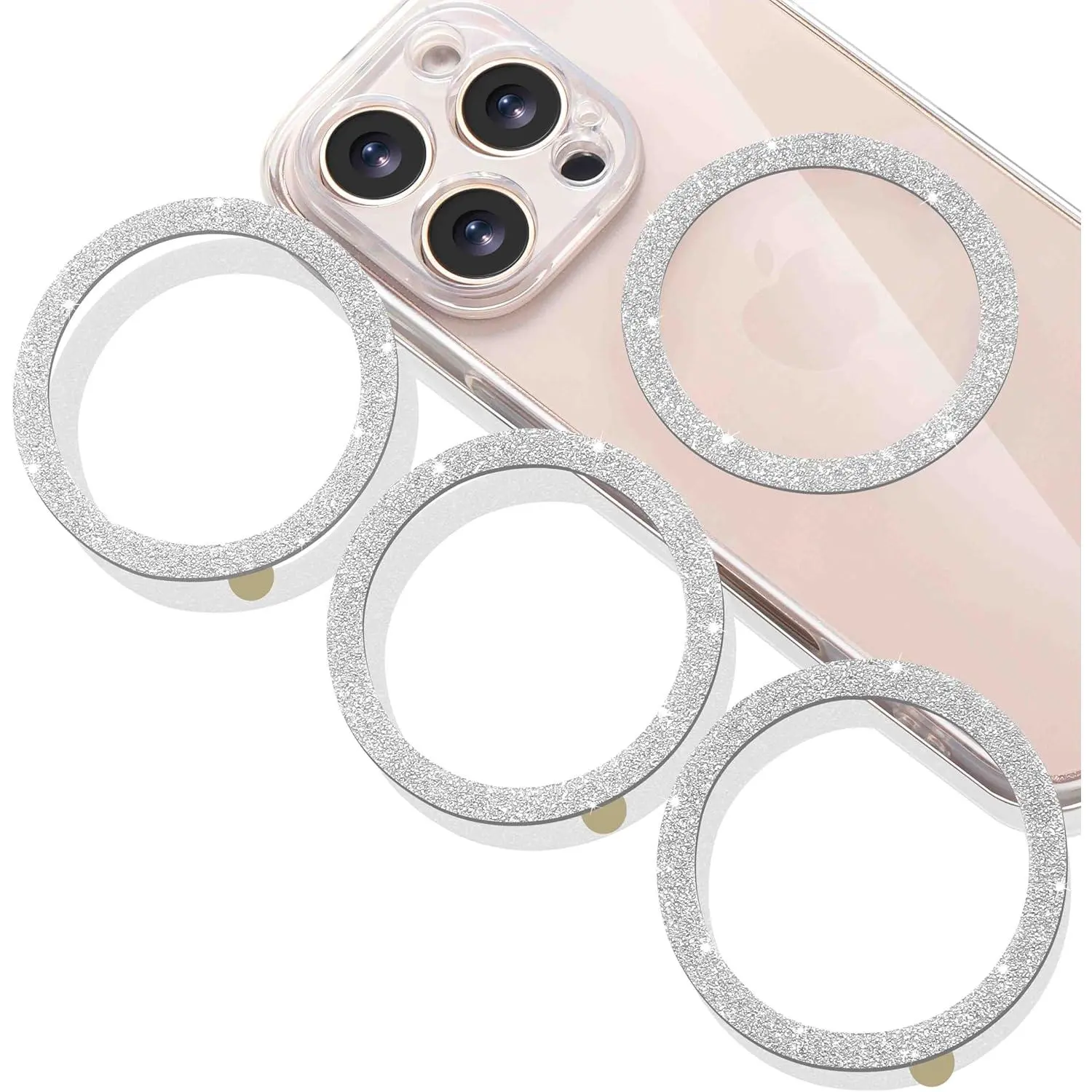 Universal Metal Rings Compatible with Magsafe Sticker for  Phone Cases &  ,   Mount/Phone Holder Conversion Kit, 4 Pack Glitter