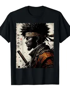 Afro American Samurai Vintage African Warrior with Katana T-Shirt