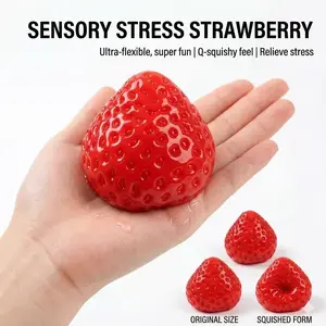Giant Strawberry Stress Toy - Soft Squishy Sensory Fidget for Anxiety Relief, Super Slow Rising Fruit Squeeze Toy for Home & Office Decor,