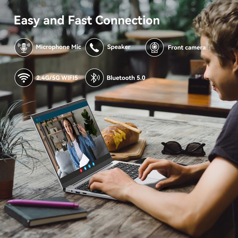 Essential Laptop 15.6" FHD Display Intel Celeron N4000 8GB RAM 256GB SSD Windows 11 Pro for Student Online Class Home Netflix Lightweight Portable