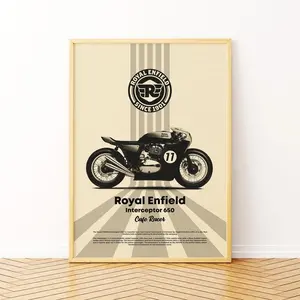 Royal Enfield Interceptor 650, Vintage Café Racer Motorcycle, Racing Bike Wall Art, Royal Enfield Bike Poster, Printable Bike Poster