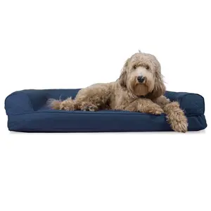 Furhaven Pet Products Quilted Cooling Gel Top Sofa Pet Bed for Dogs & Cats - Navy, Large FurHaven Pet Products