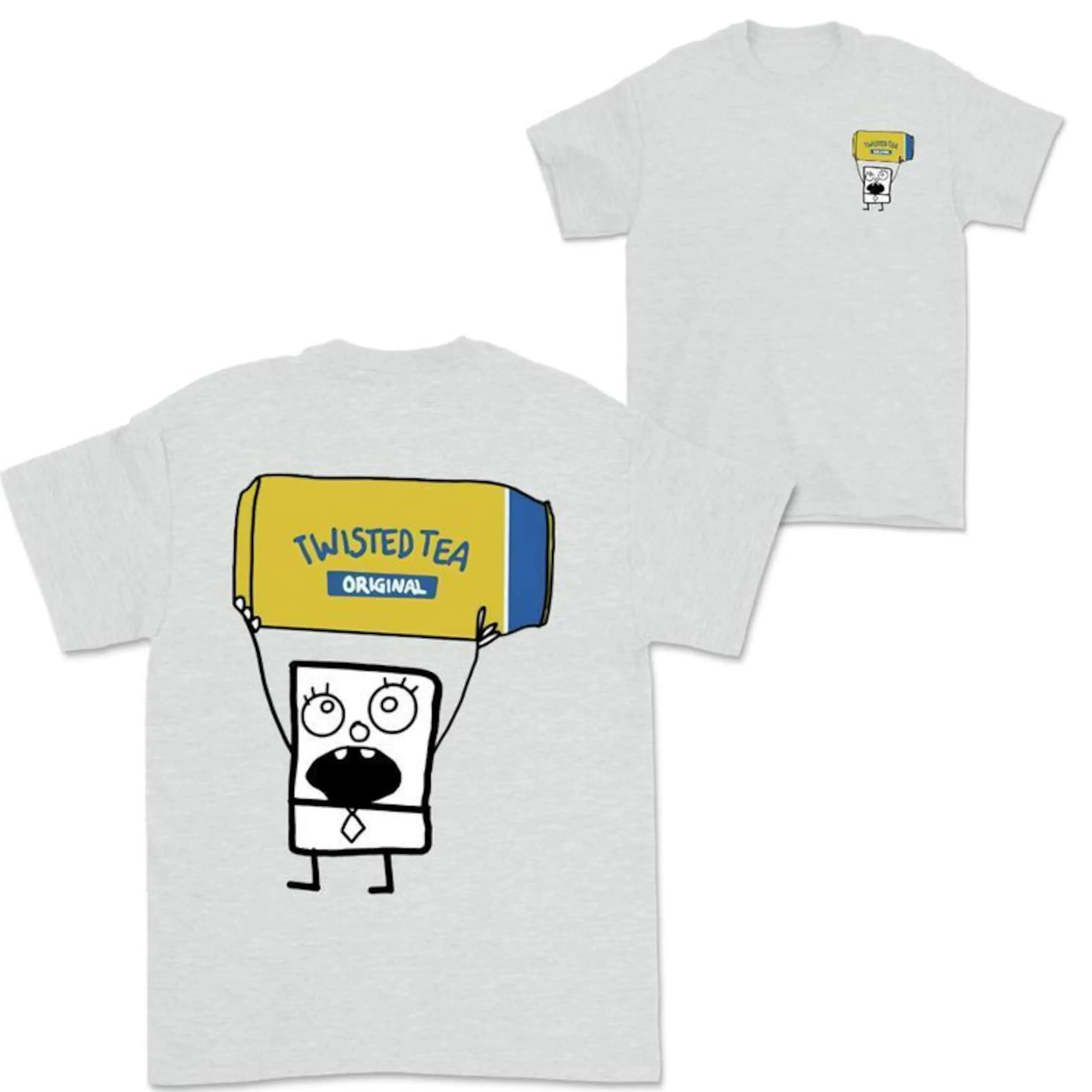 Doodlebob Twisted Tea Double-Sided Short Sleeve T-shirts, Funny Drinking T-shirt, Unisex Summer T-shirt, Perfect Gift for Men and Women