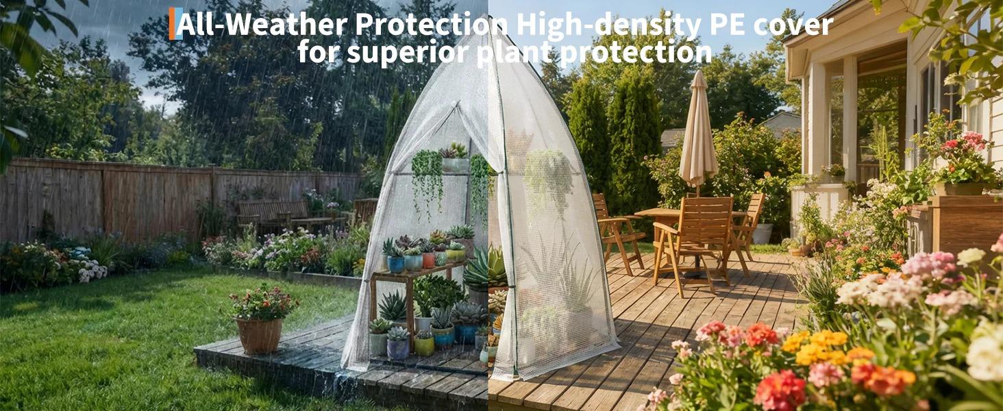 [FLASH SALE] Garvee Mini Hexagonal Greenhouse 54"x54"x71", Portable Walk-In Greenhouse with PE Cover, Roll-Up Door & Mesh Window, Steel Frame for Garden Patio
