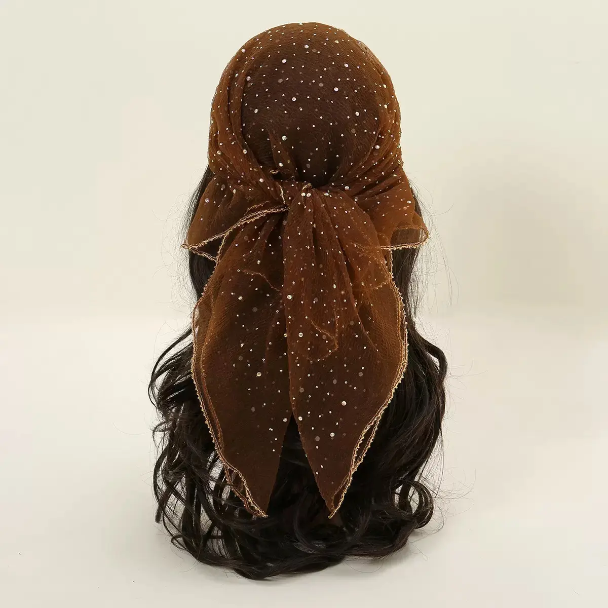 Women's Glitter Decor Elegant Scarf for Daily Wear, Casual Trendy Scarf for Women, Versatile Exquisite Scarf for Birthday Gift, Turban Hijab，Scarf Head Wrap
