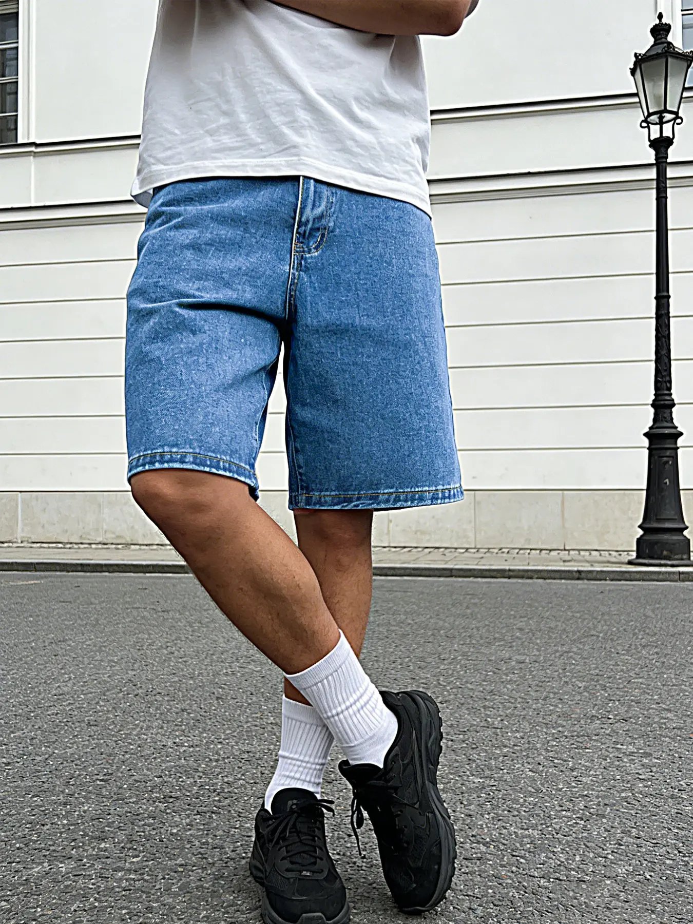 Men's Denim Jean Shorts Plain Basic Version, Essential Wardrobe Item, Comfortable Versatile Drape, Perfect for Everyday Wear, Streetwear, Classic