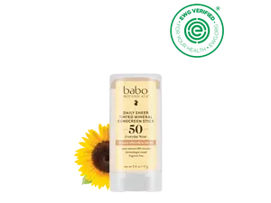 DaBabo Botanicals Daily Sheer Tinted Mineral Sunscreen Stick SPF 50 – Water Resistant (80 Minutes) – Dermatologist Tested – Fragrance Free – EWG Verified – 0.6 oz (17 g)