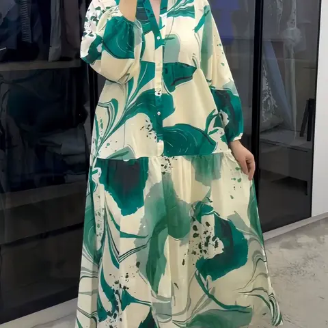 2026 New Floral Long Sleeve Dress, Versatile V-Neck Casual Wear Maxi Dress, Bohemian Style Dresses, Loose Fit Casual Bohemian Boho Fashion Boho Chic Elegant Style for Women Womenswear
