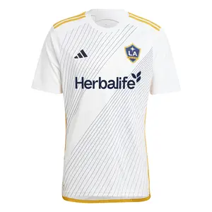 adidas Mens La Galaxy Home Crew Neck Short Sleeve Jersey Football Casual - White