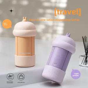 4-in-1 Portable Compact Travel Dispenser Bottle Set, Leakproof Plastic Refillable Cosmetic Containers, Multifunction Lotion Shampoo Shower Gel Travel Bottle
