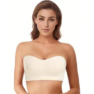 2026 Women's Strapless Bra: Featuring non-slip silicone lining, a wire-free design, and built-in seamless padding, this bandeau-style bra offers excellent lift and cleavage enhancement—the perfect companion for your summer dresses.