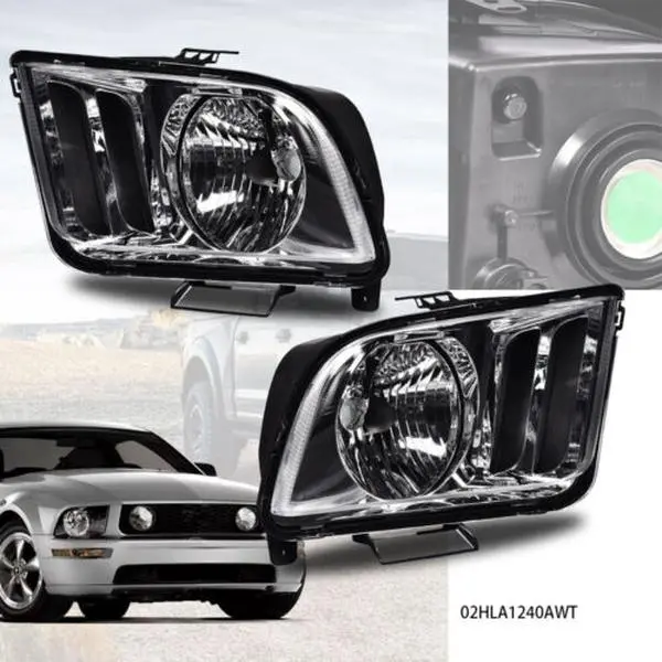 G-PLUS Headlights for 2005-2009 Ford Mustang Headlight Assembly Driver & Passenger Side Pair Headlamp Clear Len