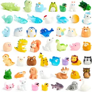 50 Pcs Mini Resin Animals Figures, Mix Resin Animals Figurines for Fairy Garden Accessories, Dollhouse Decorations, Slime Charms for Crafts, DIY Miniature Scenes, Birthday School Party Favors