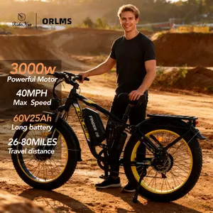 ORLMS V3 3000W Dual Motor Electric Bike, 60V 25Ah Removable Battery, 40MPH, Up to 80 Miles Range, 26x4.0 Fat Tire Ebike for Adults, Hydraulic Disc Brakes, 7-Speed, 330LBS Load