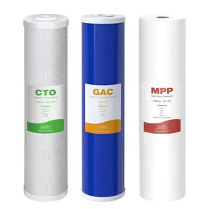 SimPure 3-Stage 20" x 4.5" Whole House Water Filter Cartridge Replacement, 5 Micron Sediment GAC KDF CTO Carbon Filter for DB20P, DGD-5005-20, EP20-BB