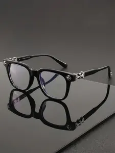 New Unisex Square Frame Glasses, Classic Design Slimming Face, Blue Light Protection, Men's and Women's Eyewear, Fashionable and Comfortable