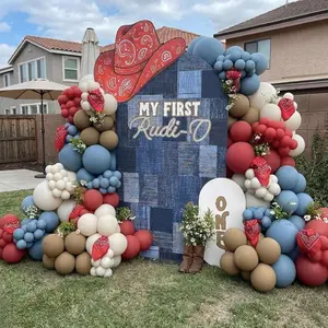 Cowgirl Balloon Arch Kit with Dusty Blue, Pink & Brown for Western Rodeo Birthday or Baby Shower