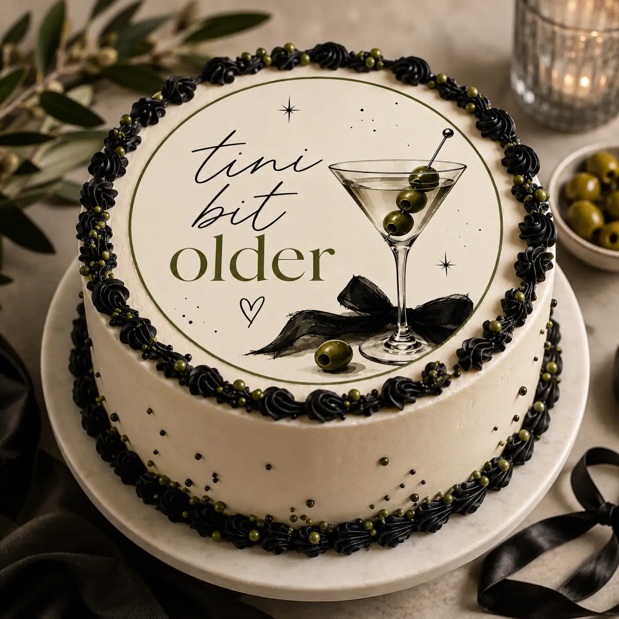 Pre-Cut Wafer Paper Edible Circle Cake Topper - 1-Piece Decor for Older Birthday Cakes, Multi-Size Options Available, Smooth, Border