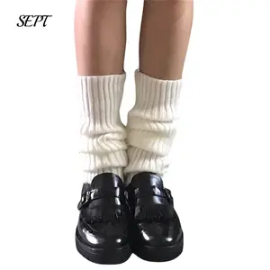 Women's Soft Knitted Leg Warmers, Solid Color/Stripe Elastic Leg Cover, Casual Simple Style Protector