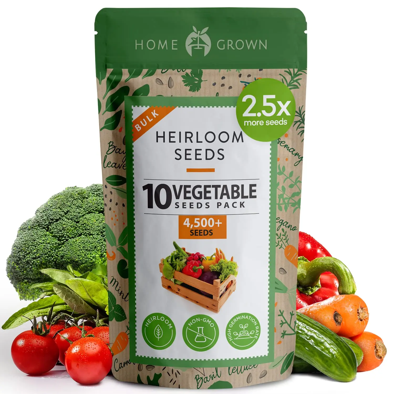Heirloom Vegetable Seeds Variety Pack for Planting Indoors & Outdoors – Garden Seeds Collection, Survival Seed Vault Kit, High Germination Home Garden Seeds for Spring, Fall & Winter Growing