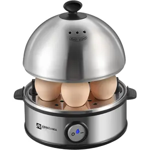 Electric Egg Cooker,  Stainless Steel 7 Egg Capacity egg boiler, 360W, Hard, Medium, Soft Boiled Egg Poacher, egg steamer, Multi-function, Auto Shut-Off Function,