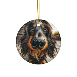 Funny Dog in Your Doorbell Camera Ceramic Ornament