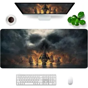 A Pirate Boat Mouse Pad XXL Large Gaming Mouse Pad 35.5x15.8 inch Large Rubber Mouse Pad for Desk with Personalized Design for Laptop, Computer PC (A Pirate Boat 1)