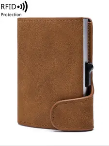 Men's Minimalist RFID Blocking Card Holder, Casual Plain Color Card Holder, Compact Design Card Holder for Men & Women