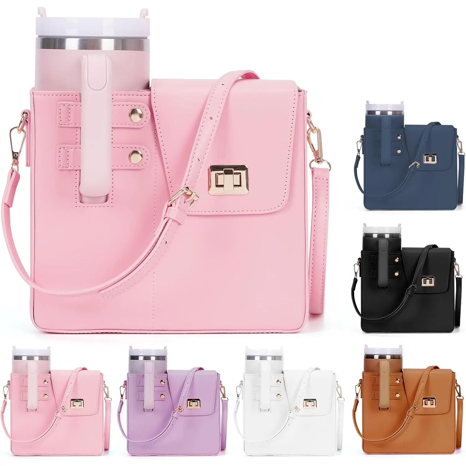 Stanley Outdoor Portable Crossbody Cup Storage Bag with Purse, Crossbody Bag for Stanley Bottle