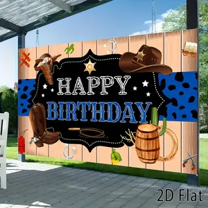 1pc 2D Flat Western cowboy Pattern Party Banner, Holiday Decoration, Party Background Theme, Suitable for Birthday Parties, Photography, Weddings, Personality Room Decorations and Party Decorations, Holiday Gifts,1231CYJ