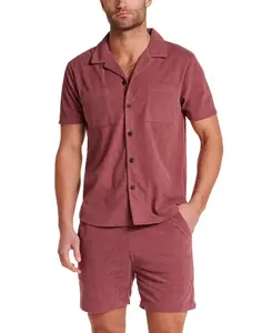 Short Sleeve Corduroy Cabana Shirt in Rose Brown