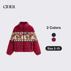 Cider Fleece Collar Graphic Jacket