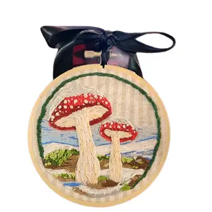 Handmade Winter Mushroom Embroidery Decor for Home Hanging Ornaments Hangable Decoration