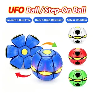 LED Flying Disc Ball Toy for Kids – Shape Changing Hover Soccer Ball, Bounce & Kick Game