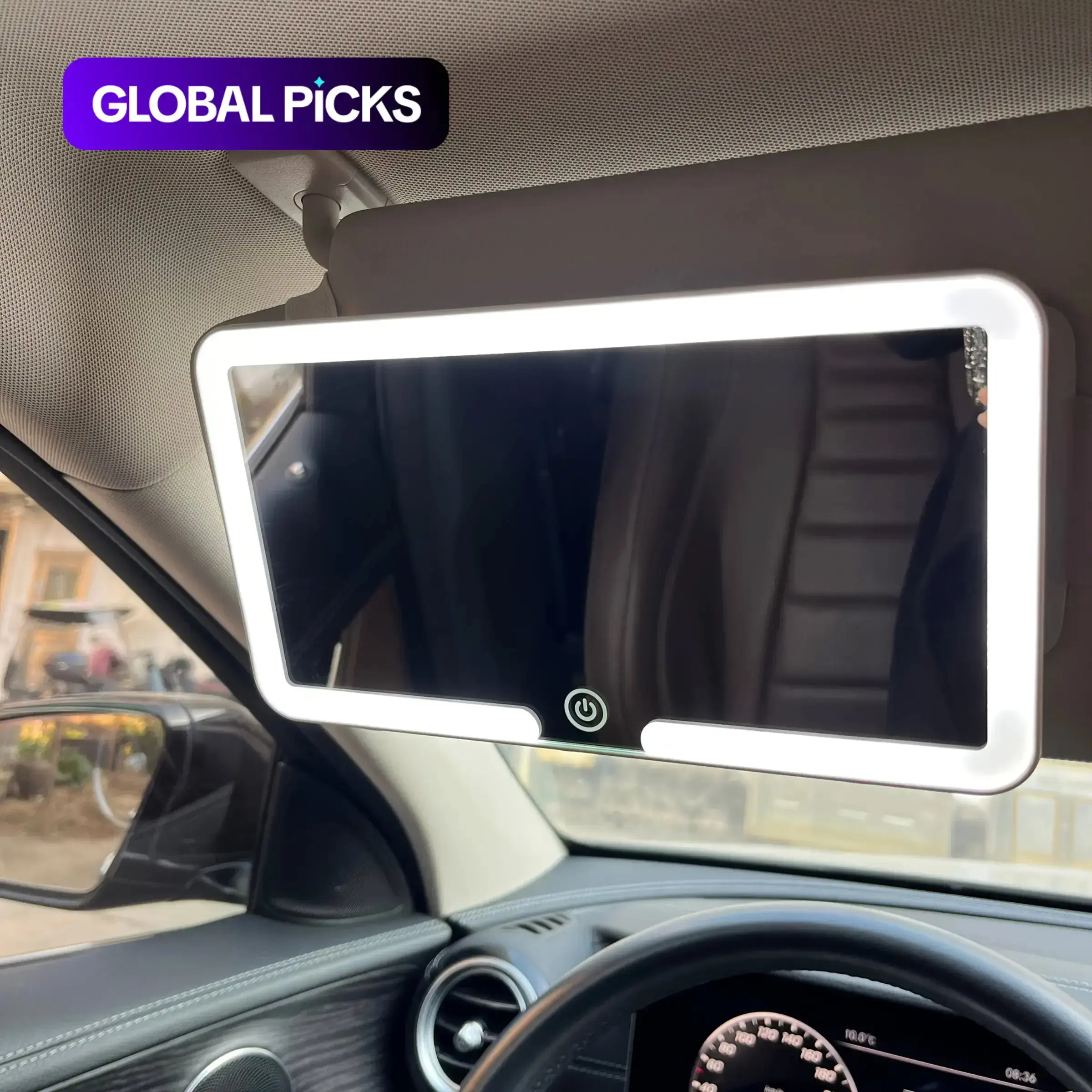 Illuminated Car LED Lighting Sun Visor Makeup Mirror - 1pc Automotive Decorative Light Accessory with Enhanced Visibility, Compact Design, High-Definition Clarity for Easy Grooming Application