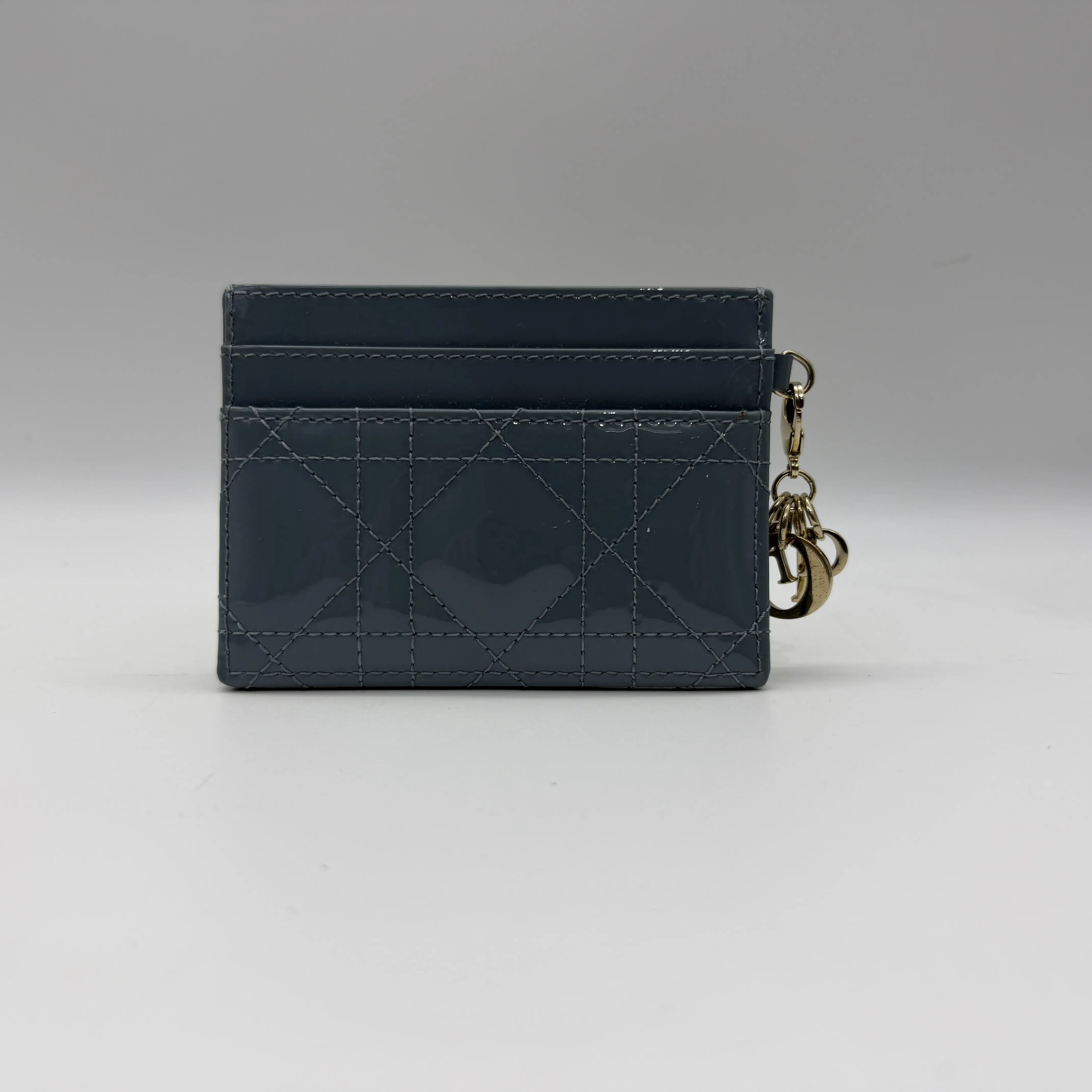 Pre-owned Dior Cannage patent leather card holder