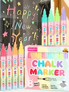 8Colors Liquid Chalk Markers for Blackboards - Erasable Chalk Markers for Chalkboard Signs, Windows, Blackboard, Glass - 6mm Reversible Tip Liquid Drawing Chalk, art supplies, markers for coloring, coloring markers