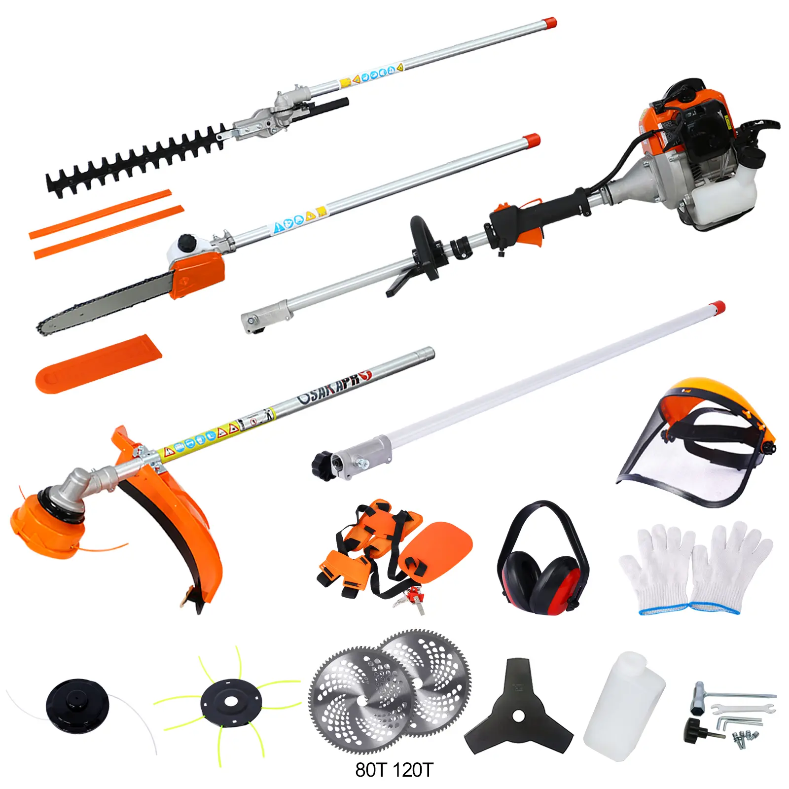33CC 2-Cycle Multi-Functional Garden Tool System - 4-in-1/10-in-1/12-in-1 Trimming Tool with Gas Pole Saw, Hedge Trimmer, Grass Trimmer, Brush Cutter