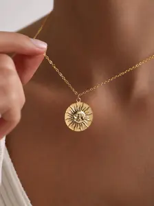 Women's Stainless Steel Pendant Necklace, Adjustable 40cm + 5cm Chain, Elegant Jewelry Accessory for Daily Wear & Gift Giving, Charm Necklace