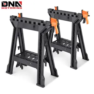Heavy Duty 1000 lb / 450 kgs Capacity Folding Saw Horse For Slicing, Work Bench Assembly, Black, 2pc