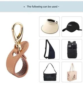 2 Pack Hat Clip for Travel on Bag PU Leather Cap Holder Hat Clip Hands Free for Travel Backpack Without Indentation Hanging Hats,Sunglasses, Car Keys(Brown、black)